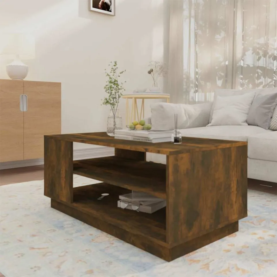 vidaXL Salontafel 102x55x43 cm bewerkt hout gerookt eikenkleurig, foto 4