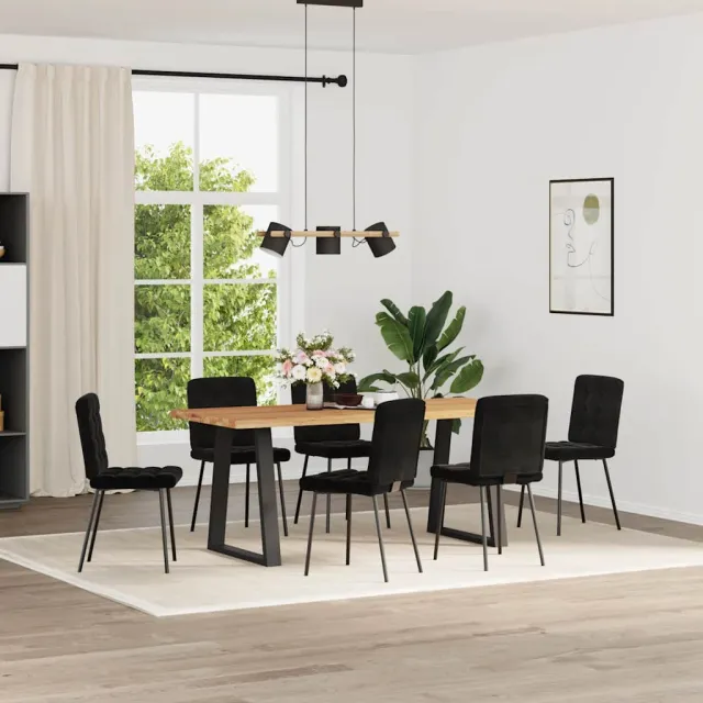 vidaXL Eetkamerstoelen 6 st fluweel zwart, foto 2