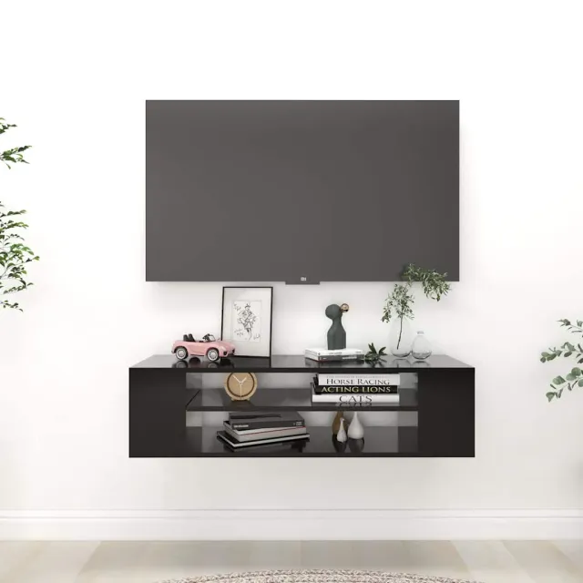 vidaXL Tv-hangmeubel 100x30x26,5 cm bewerkt hout zwart, foto 2