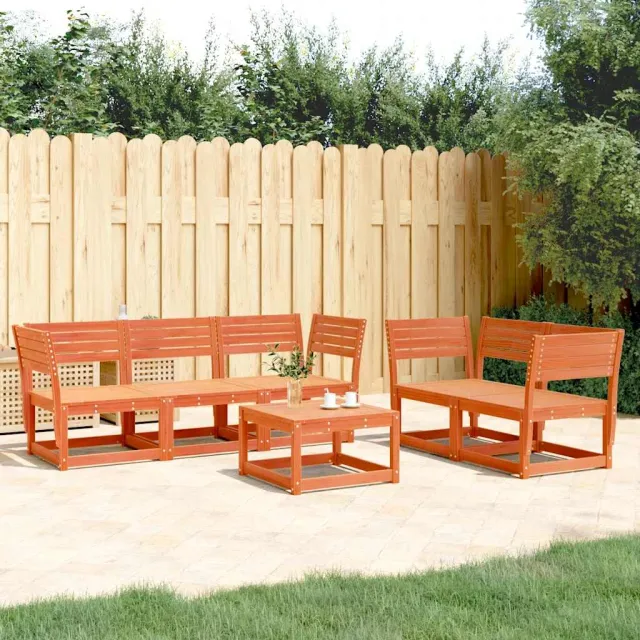 vidaXL 5-delige Loungeset massief grenenhout wasbruin