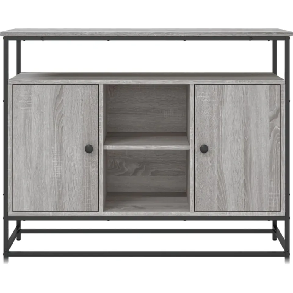 vidaXL Dressoir 100x35x80 cm bewerkt hout grijs sonoma, foto 4