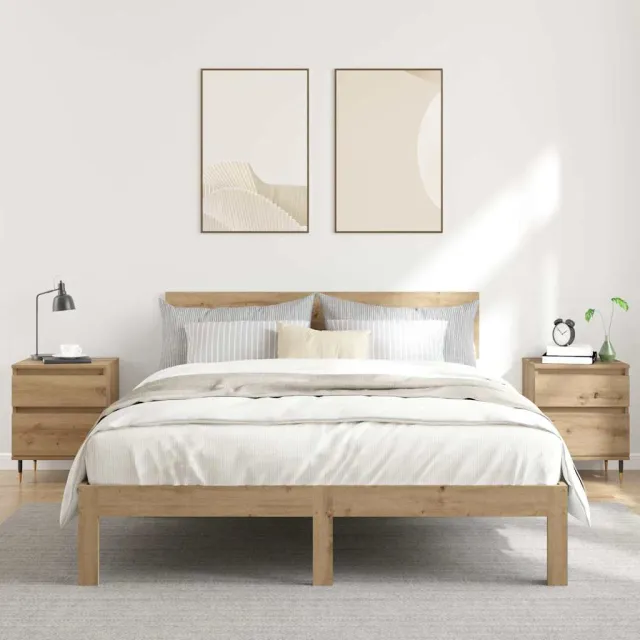 vidaXL Nachtkastjes 2 st 40x35x50cm bewerkt hout artisanaal eikenkleur, foto 2