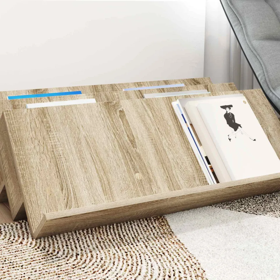 vidaXL Tijdschrift Rek Sonoma Eiken 90 x 53 x 28,5 cm Bewerkt hout, foto 3