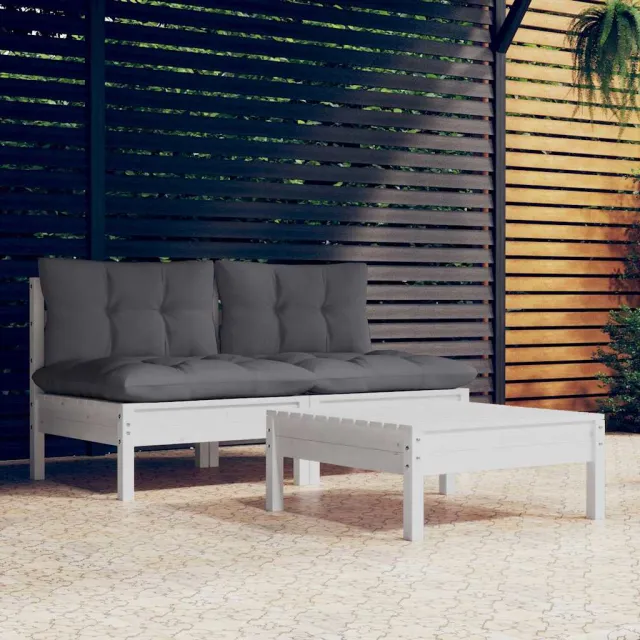 vidaXL 3-delige Loungeset met antracietkleurige kussens grenenhout, foto 2