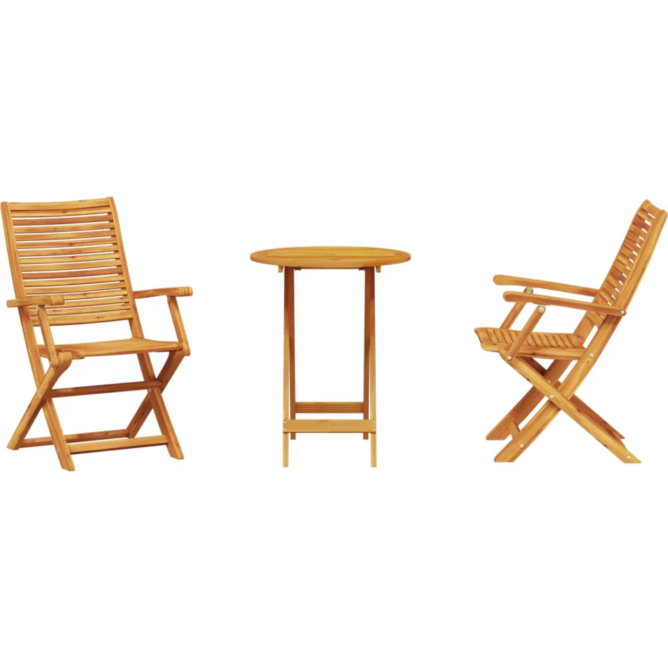 vidaXL Vouw Bistro Set 3 st Bruin Massief Acaciahout, foto 3