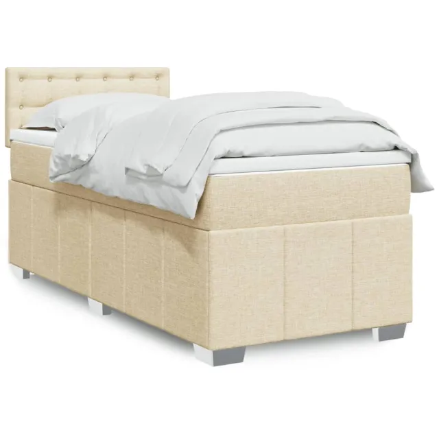vidaXL Boxspring met matras stof crèmekleurig 100x200 cm