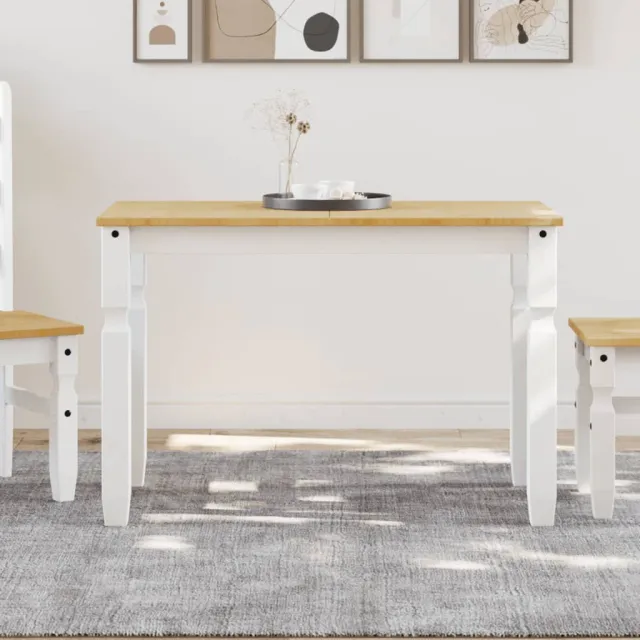 vidaXL Eettafel Corona 112x60x75 cm massief grenenhout wit
