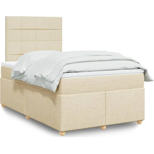 vidaXL Boxspring met matras stof crèmekleurig 120x190 cm