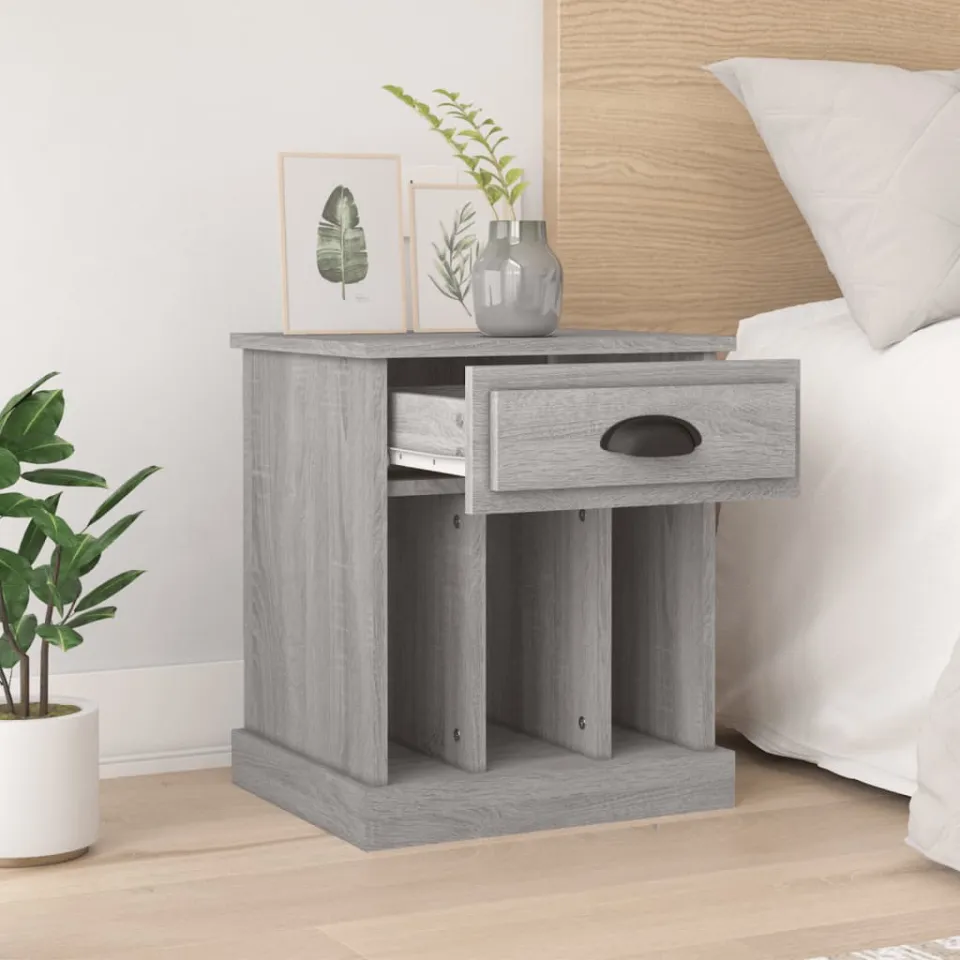 vidaXL Nachtkastjes 2 st 43x36x50 cm grijs sonoma eikenkleurig, foto 3