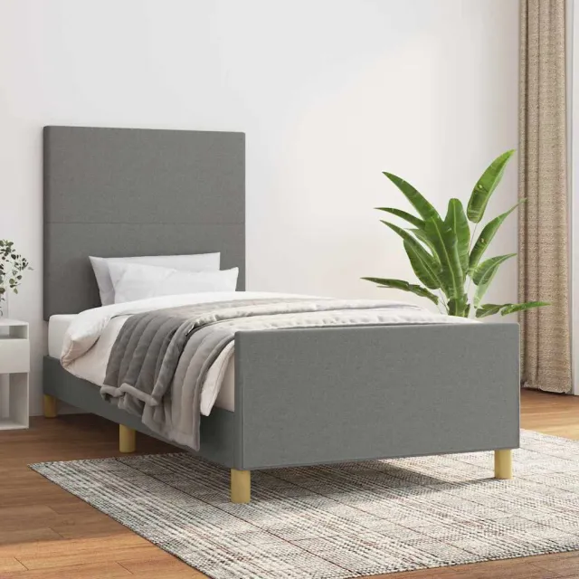 vidaXL Bedframe zonder matras 80x200 cm stof donkergrijs grijs