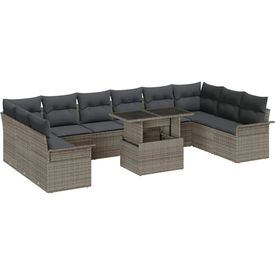 vidaXL Tuin Sofa Set 11 st Grijs Poly riet