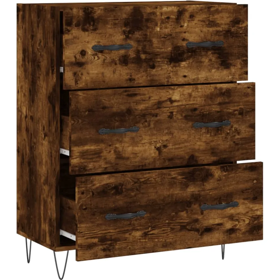 vidaXL Dressoir 69,5x34x90 cm bewerkt hout gerookt eikenkleurig, foto 4