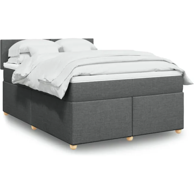 vidaXL Boxspring met matras stof donkergrijs 140x200 cm grijs