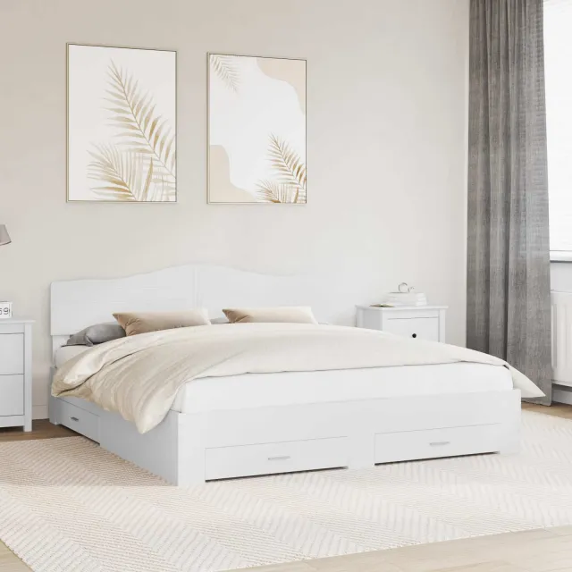 vidaXL Bedframe met lade met hoofdeinde Wit 180 x 200 cm Bewerkt hout