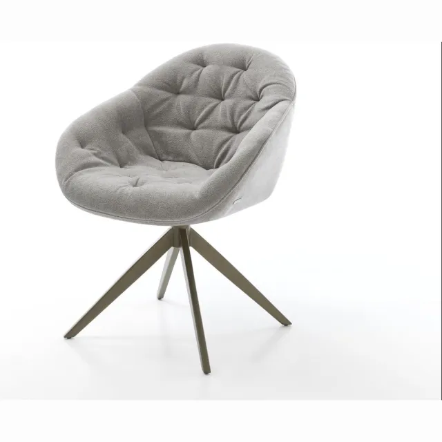 DELIFE Eetkamerstoel Gaio-Flex kruisframe breed afwerking met titanium zachte stof met structuur grijs 360° draaibaar rocker-functie