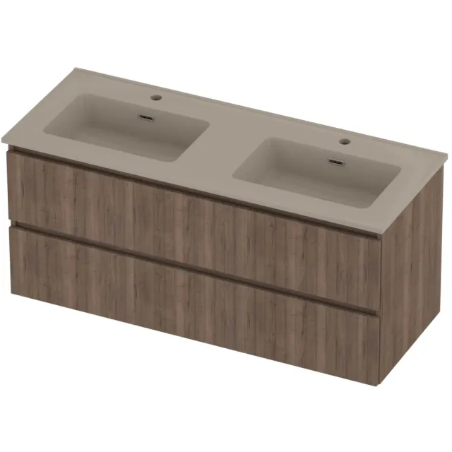 Proline Tribute Badmeubelset Porselein Elegant 2 Gaten 120x46x54 cm Mat Crème Cotton Terra Oak Eiken