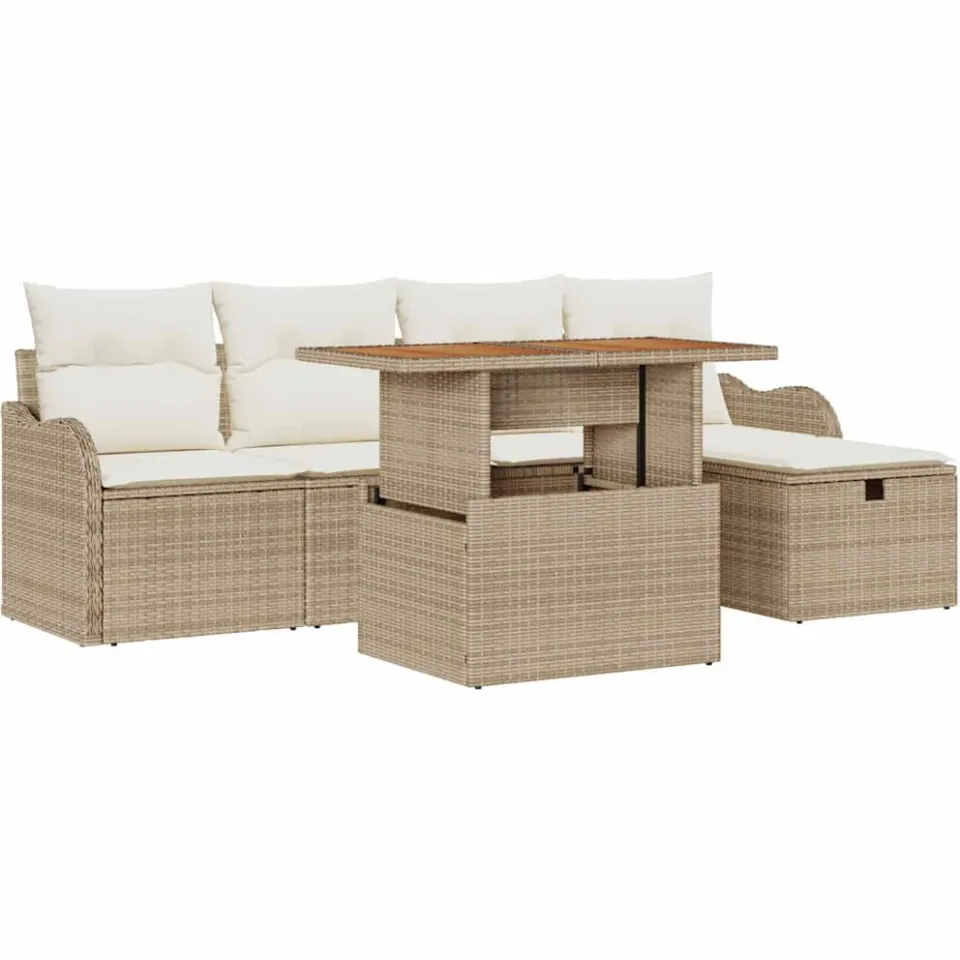 vidaXL Tuin Sofa Set 6 st Beige poly rattan