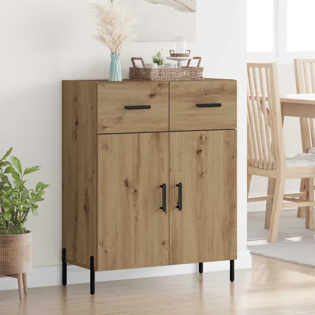 vidaXL Dressoir Artisan Eiken 69,5 x 34 x 90 cm Bewerkt hout Bruin