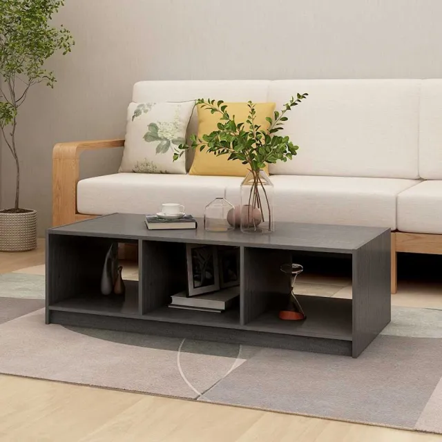 vidaXL Salontafel 110x50x34 cm massief grenenhout grijs, foto 2