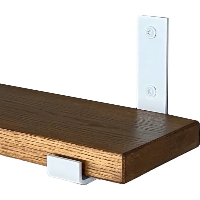 GoudmetHout Wandplank Industrieel - 120 x 15 cm Muurplank - Donker Eiken Hout - Decoratie Wandrek & Boekenrek - Hangplank Keuken - Wall Shelf + 2 Mat Witte Plankdragers van Staal Donker eiken - Mat wit - 15 cm