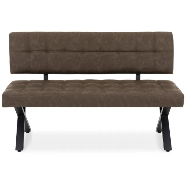 IDIMEX Eetkamerbank KAROSI met vintage leerlook – donkerbruin