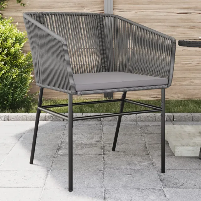 vidaXL Tuinstoelen 2 st met kussens poly rattan grijs