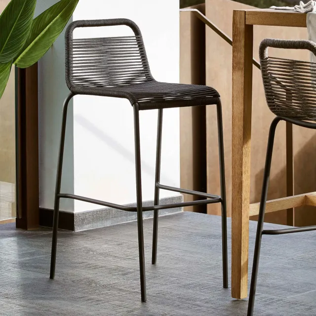 Kave Home Lambton outdoor barkruk zwart, foto 2
