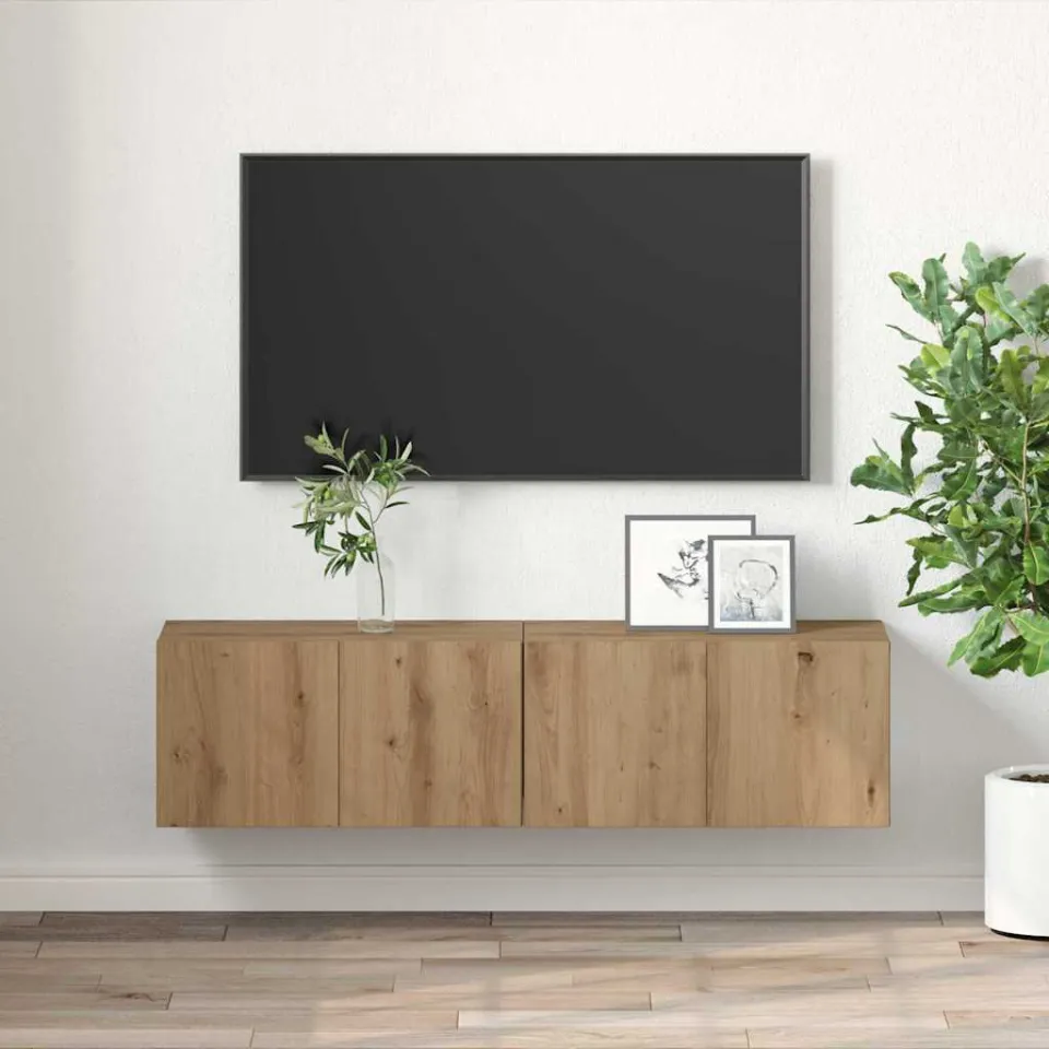vidaXL Tv-meubelset 2 st Bruin Bewerkt hout, foto 4