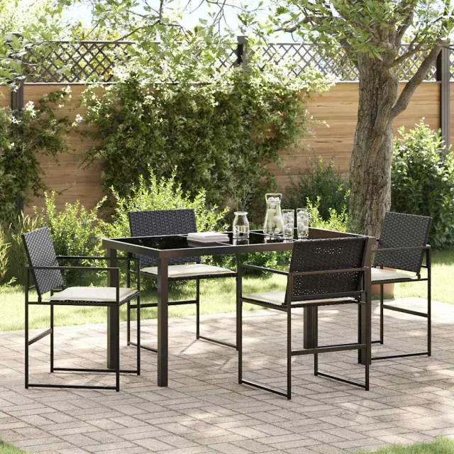 vidaXL Tuin eettafelset 5 st Zwart en Crème poly rattan