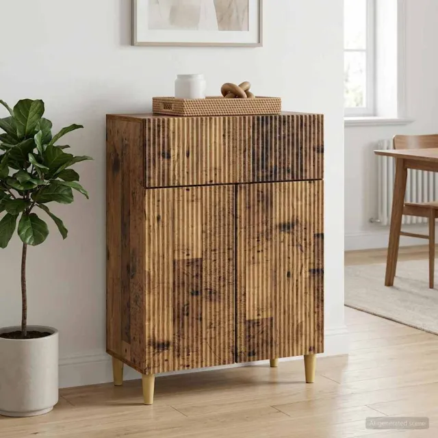 vidaXL Dressoir met lade Oud hout 66 x 34,5 x 90 cm Bewerkt hout Bruin