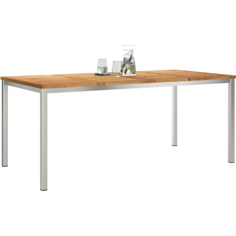 vidaXL Eettafel 180x90x75 cm Massief Teakhout en RVS Bruin