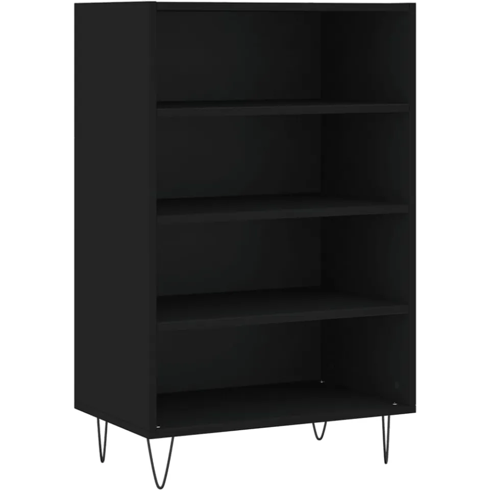 vidaXL Hoge kast 57x35x90 cm bewerkt hout zwart, foto 3