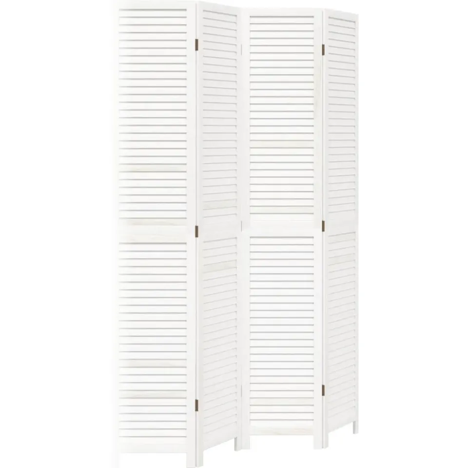 vidaXL Kamerscherm met 4 panelen massief paulowniahout retro wit
