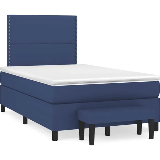 vidaXL Boxspring met matras stof blauw 120x190 cm