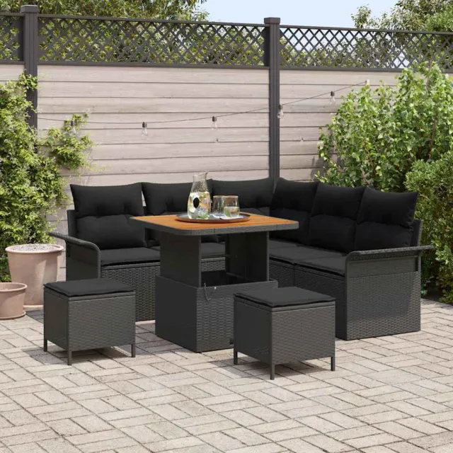vidaXL Tuinbankenset 8 st Zwart poly rattan