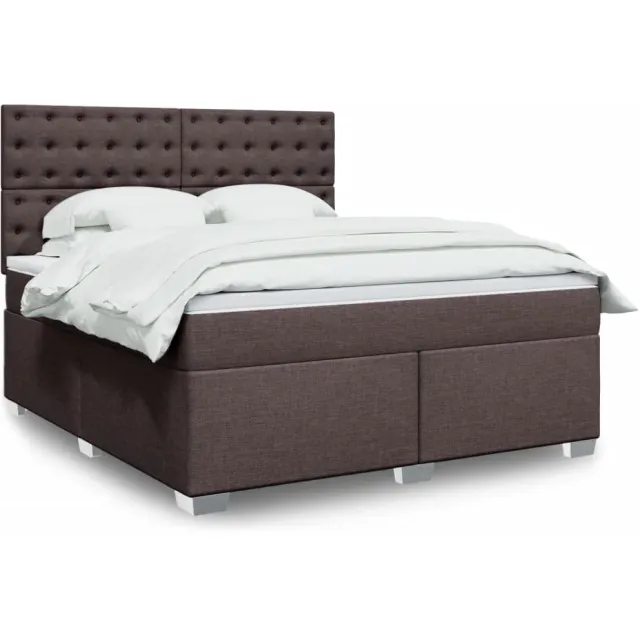 vidaXL Boxspring met matras stof donkerbruin 180x200 cm bruin