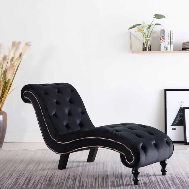 vidaXL Chaise longue fluweel zwart, foto 2