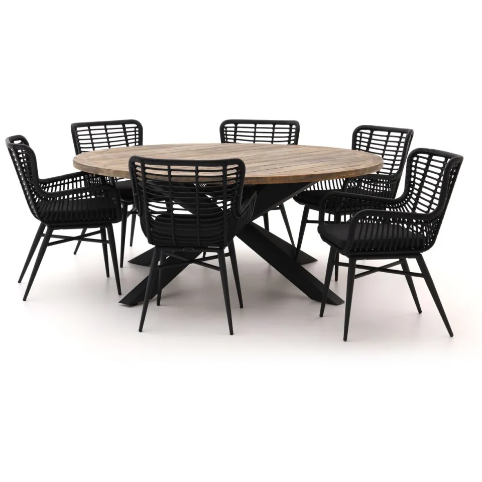Intenso Furniture Intenso Asti/Rough-Y Ø180cm dining tuinset 7-delig grijs, foto 5
