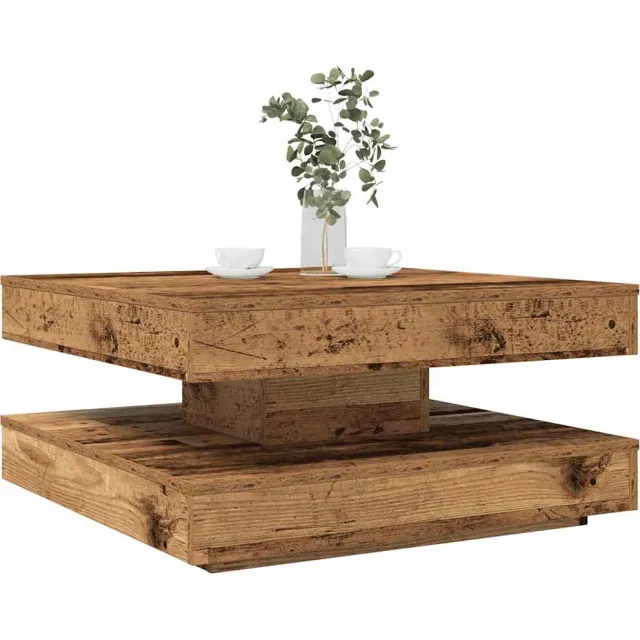 vidaXL Salontafel 360 graden draaibaar 70x70x34,5 cm oud houtkleurig Bruin