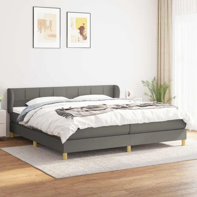 vidaXL Boxspring met matras stof donkergrijs 200x200 cm grijs