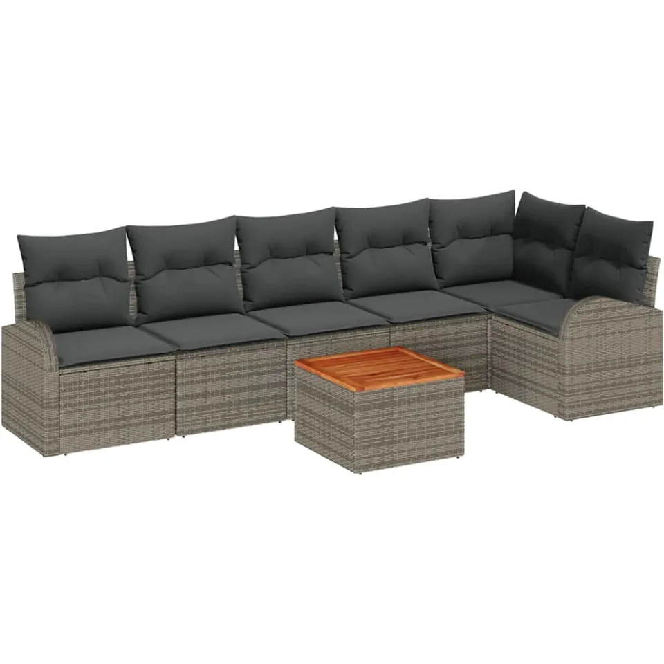 vidaXL Tuinbankenset 7 st Grijs poly rattan