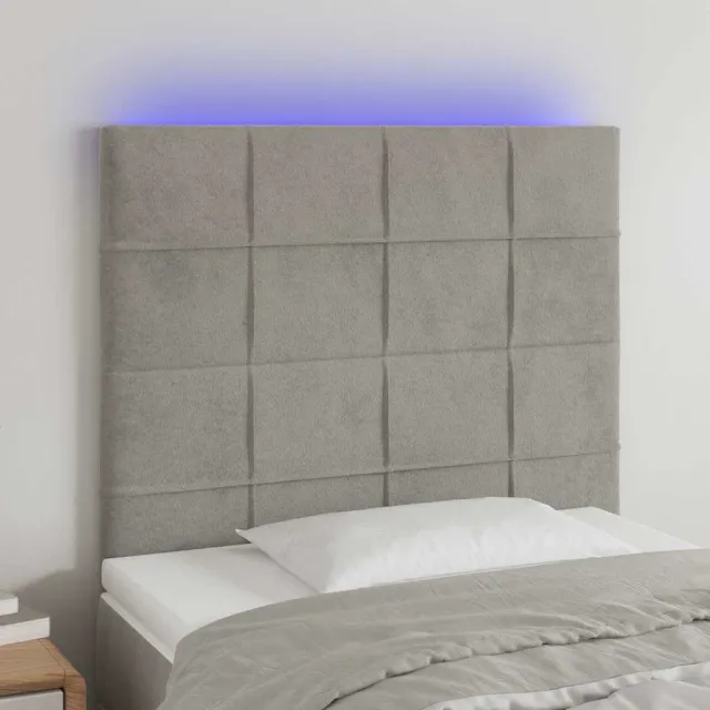 vidaXL Hoofdbord LED 100x5x118/128 cm fluweel lichtgrijs grijs