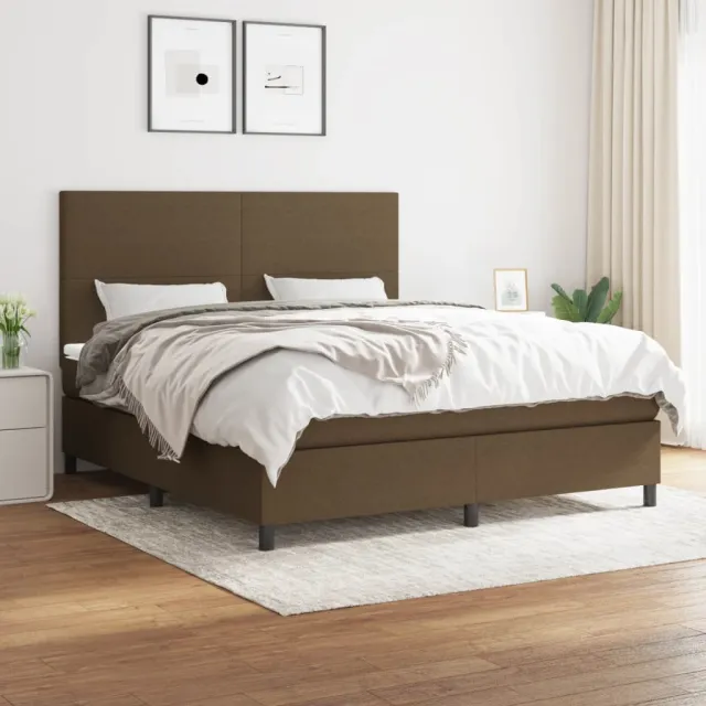 vidaXL Boxspring met matras stof donkerbruin 180x200 cm bruin