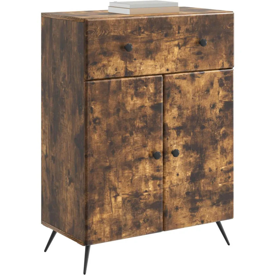 vidaXL Dressoir Gerookt eiken 66 x 34,5 x 90 cm Bewerkt hout Bruin