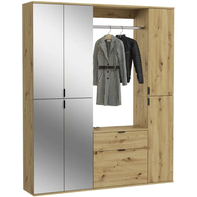 xonox Kledingkast Projekt X Emob - Artisan Oak Met Spiegel - 152x193x34 Cm Bruin