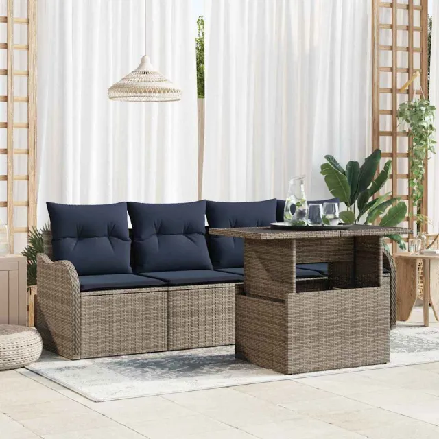 vidaXL Tuin Sofa Set 5 st Grijs poly rattan, foto 2