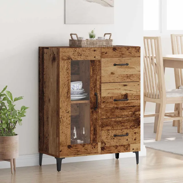 vidaXL Dressoir Oud Hout 69,5 x 34 x 90 cm Gemonteerd hout en ijzer bruin, foto 2
