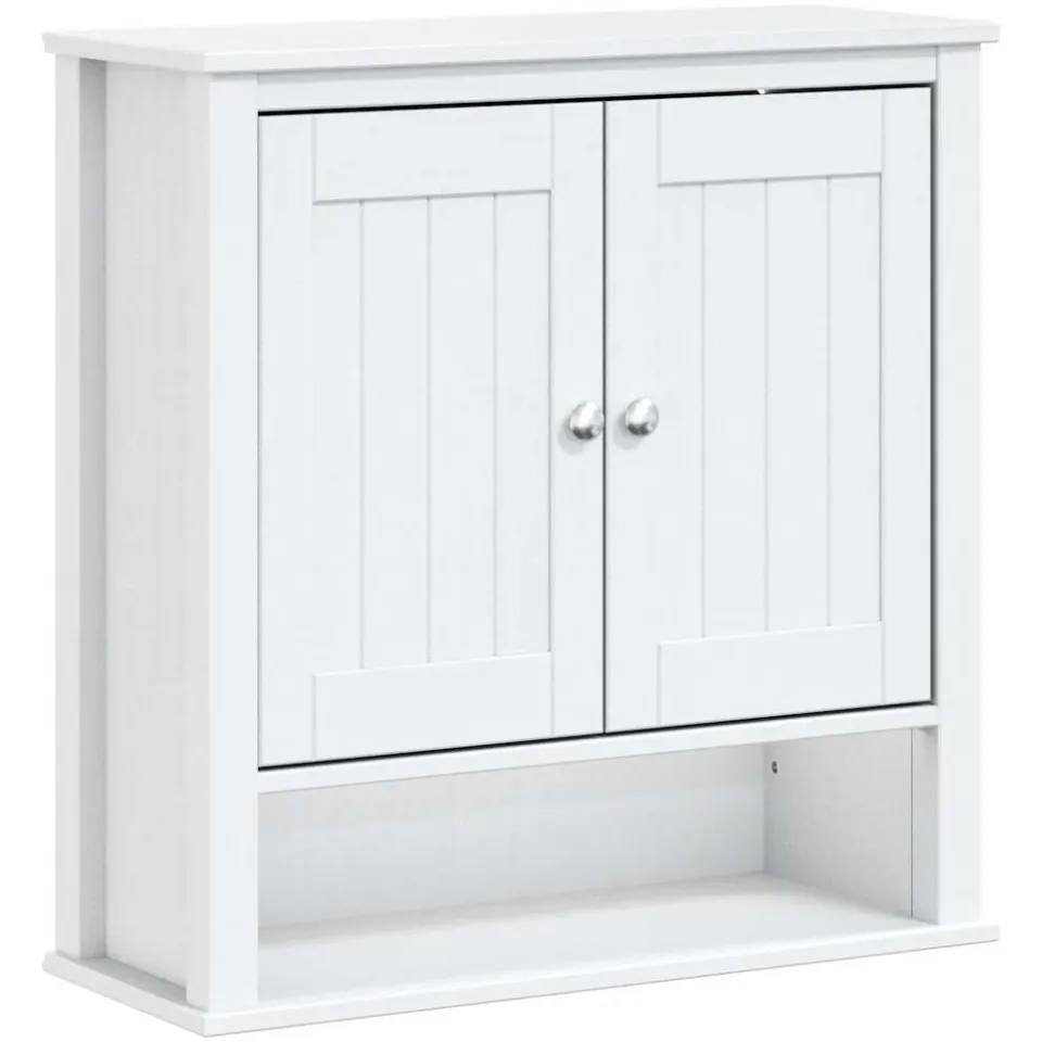 vidaXL Badkamerkast BERG 69,5x27x71,5 cm massief grenenhout wit