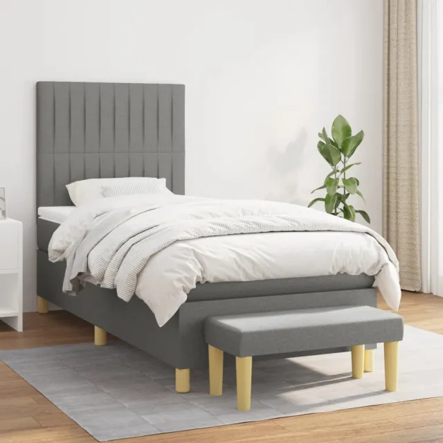 vidaXL Boxspring met matras stof donkergrijs 90x190 cm grijs