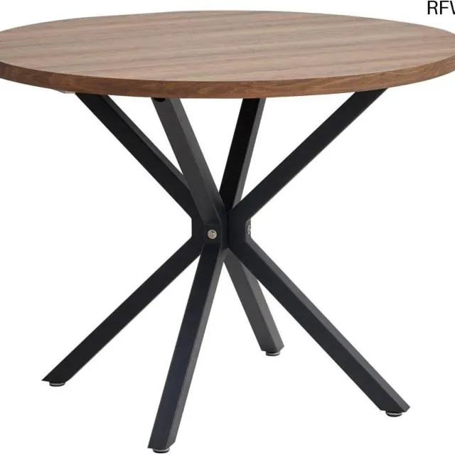 RFWR Ronde eettafel van MDF met metalen poten - moderne keukentafel voor eetkamer en keuken Donker houtzwart